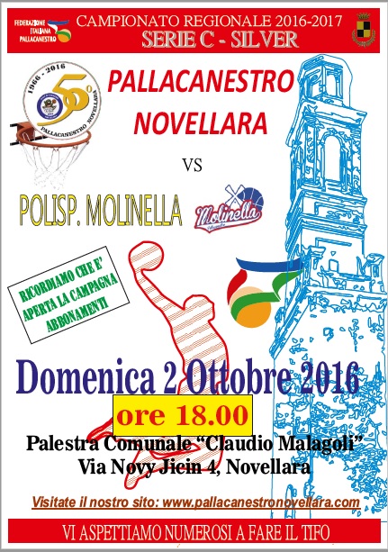 01 LOCANDINA PALLACANESTRO SERIE C vs MOLINELLA 02 10 16