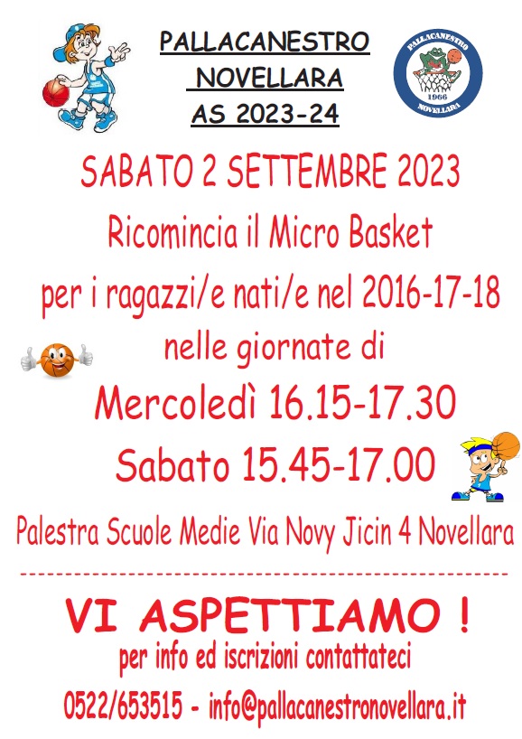 Locandina INIZIO MICRO BASKET AS 2023 2024