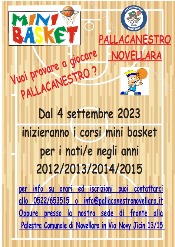 Volantino per Inizio corsi Mini Basket Sfondo colorato